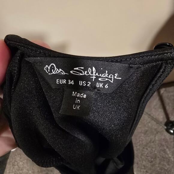 Women's Miss Selfridge Black Beaded Long Sleeve Bodycon Party Dress | Size 2 - Picture 8 of 11